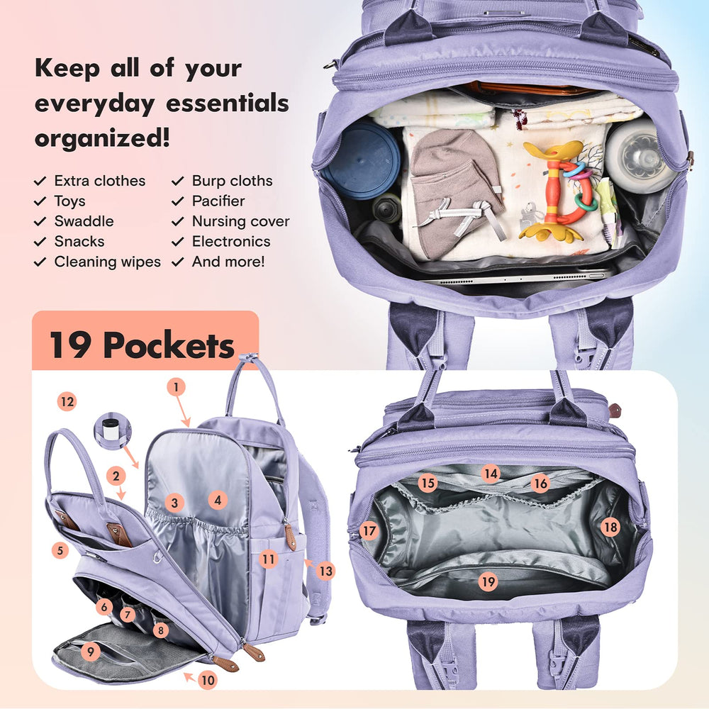 Dikaslon diaper bag backpack pacifier case keeps two pacifiers ready.