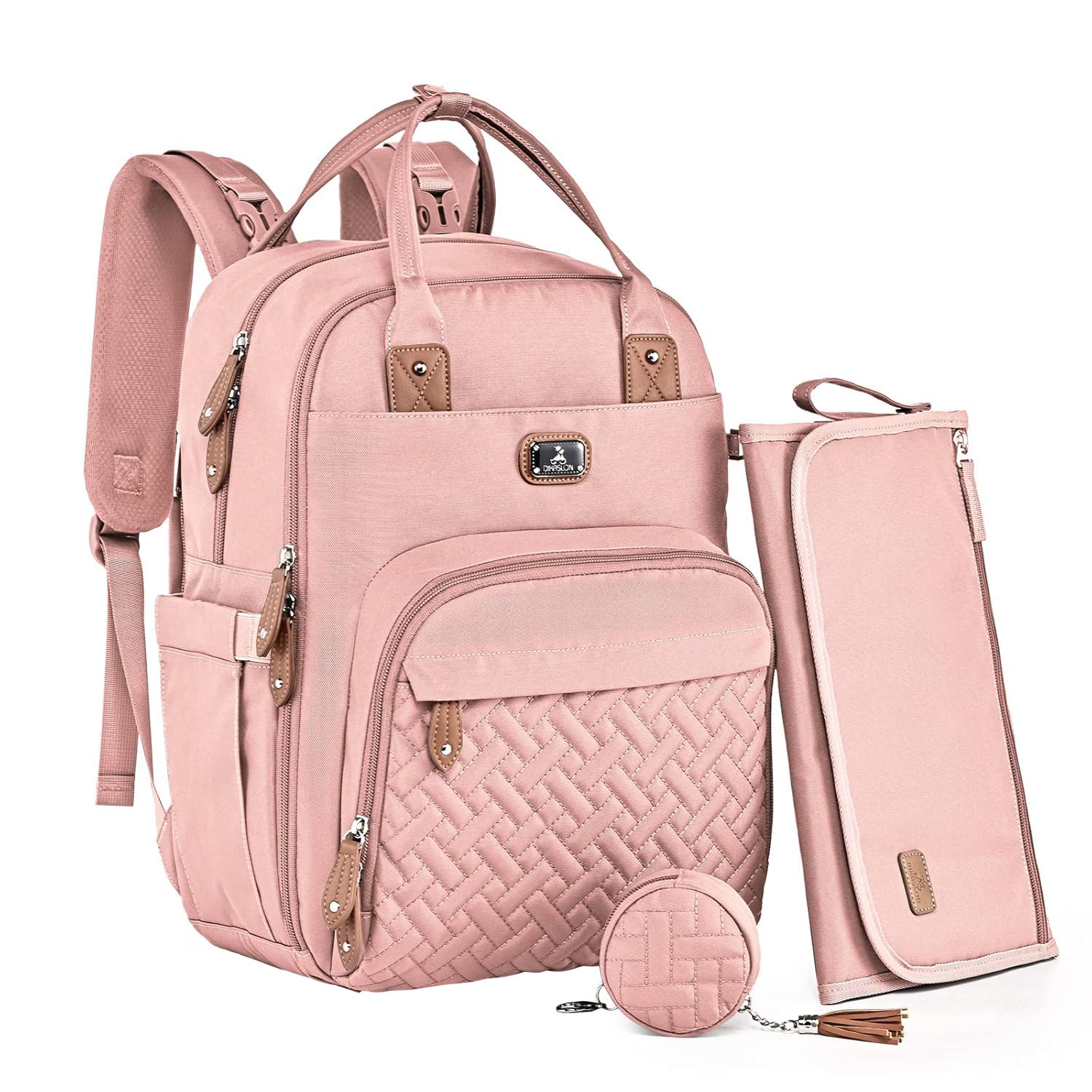 Dikaslon diaper bag backpack with portable changing pad for quick on-the-go changes