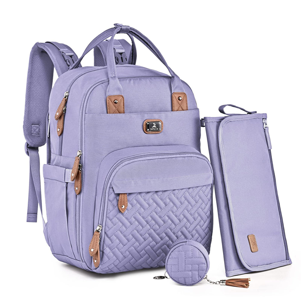 Dikaslon diaper bag backpack wide opening for quick one-hand access and easy packing.