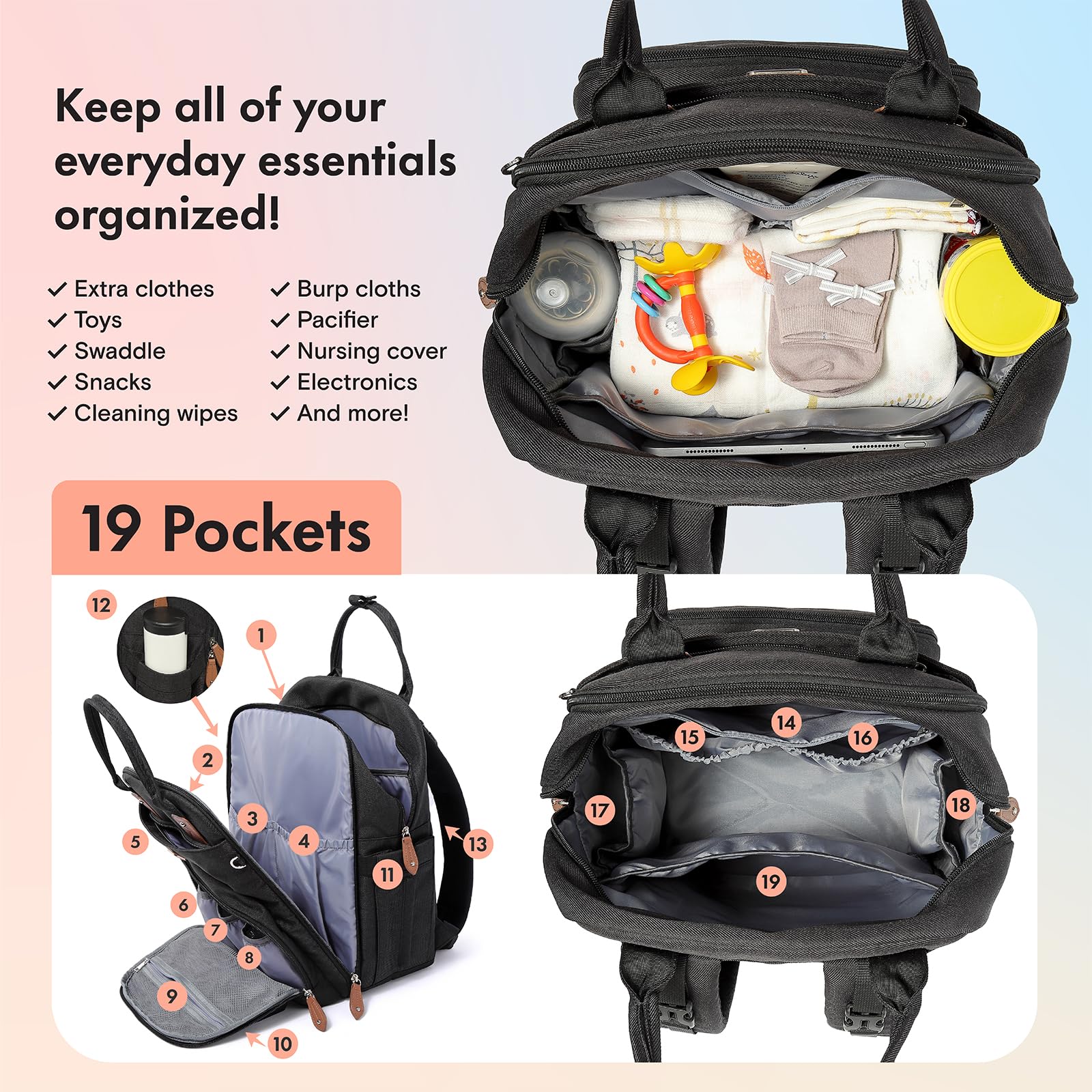Dikaslon diaper bag changing pad in-use for on-the-go diaper changes
