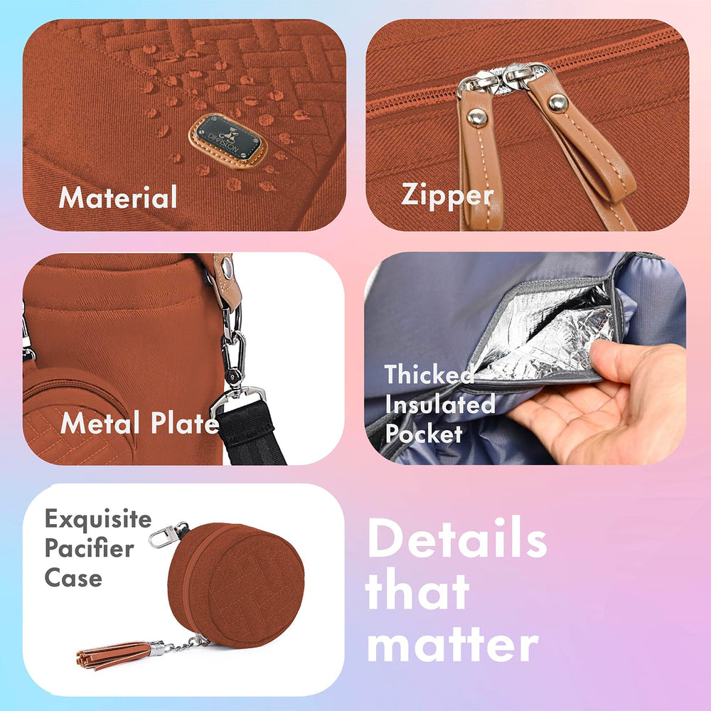 Dikaslon diaper bag with changing pad included for quick on-the-go changes.