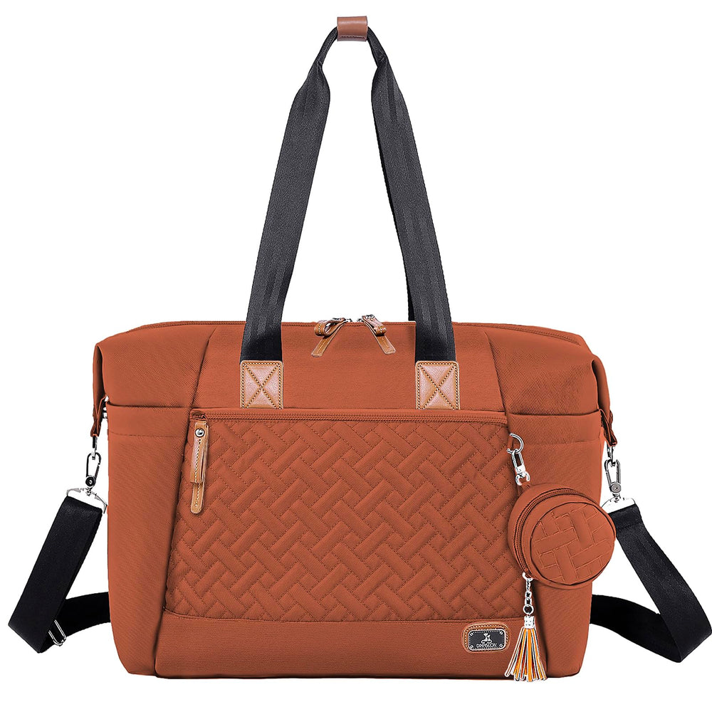 Dikaslon diaper bag large tote front view in caramel for organized essentials.