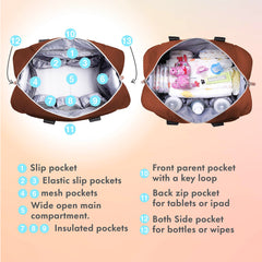 Dikaslon diaper bag luggage sleeve for easy travel over carry-on handles.