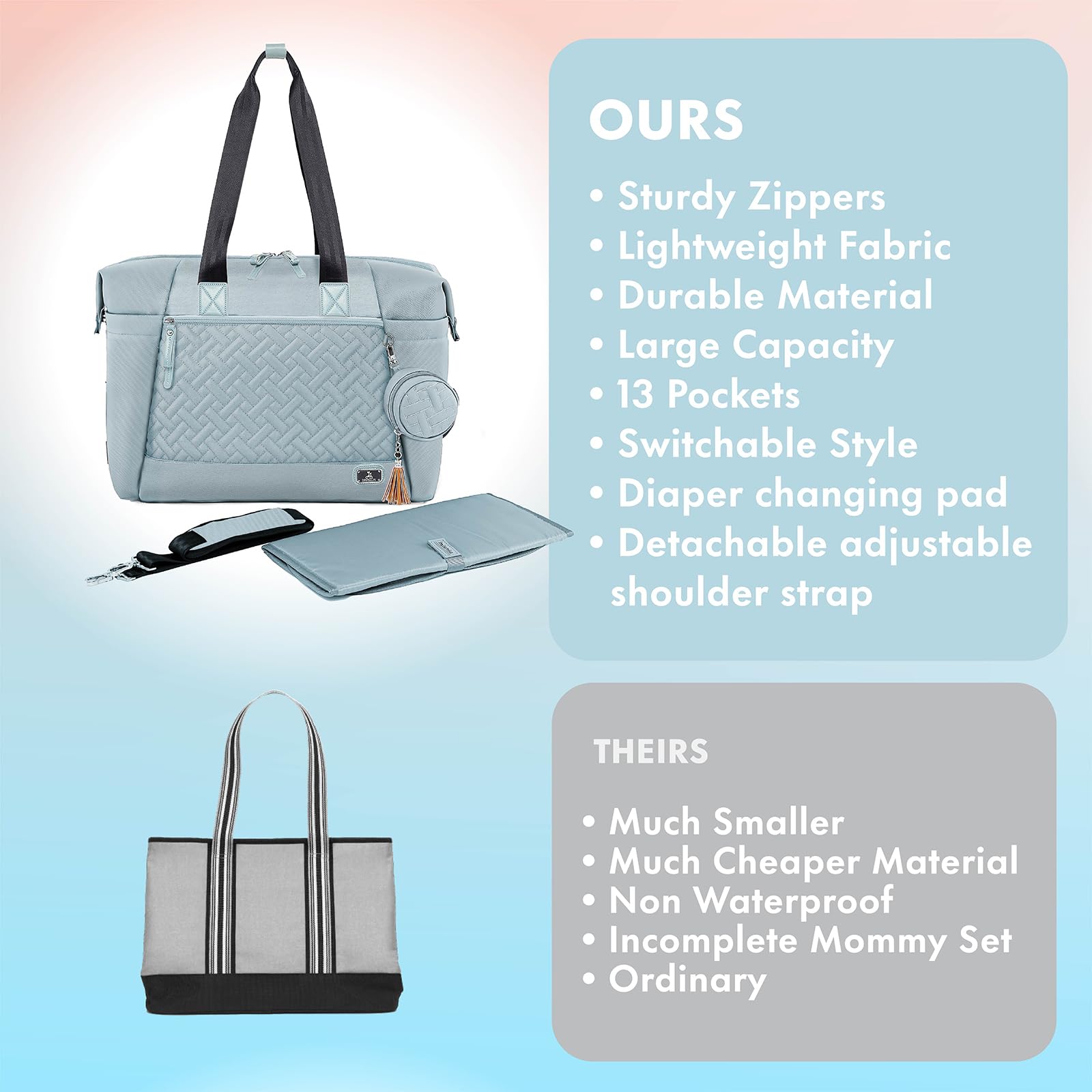 Dikaslon diaper bag tote bottom feet prevent dirt contact