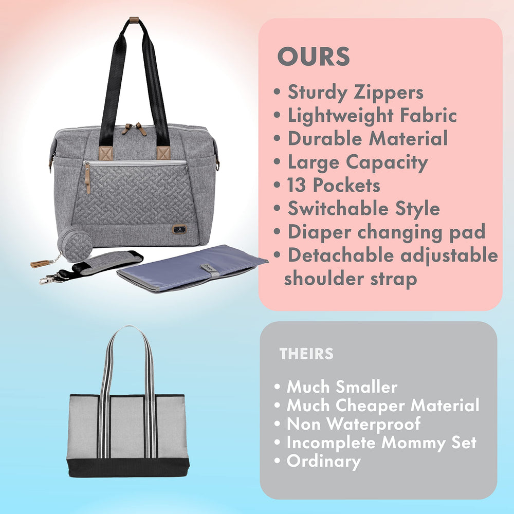 Dikaslon diaper bag tote bottom studded feet protect from ground dirt