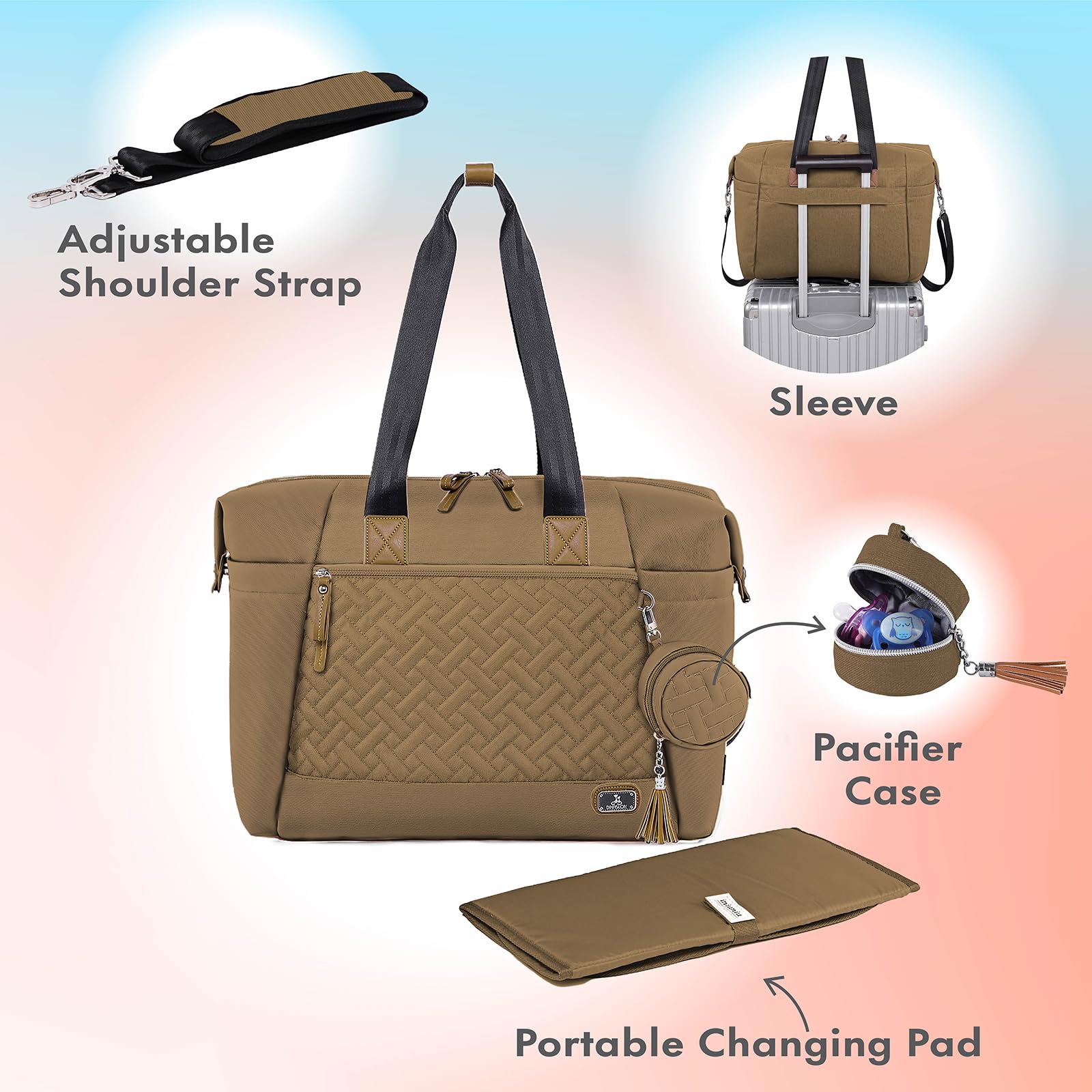 Dikaslon diaper bag tote bottom studs keep bag clean and off the ground