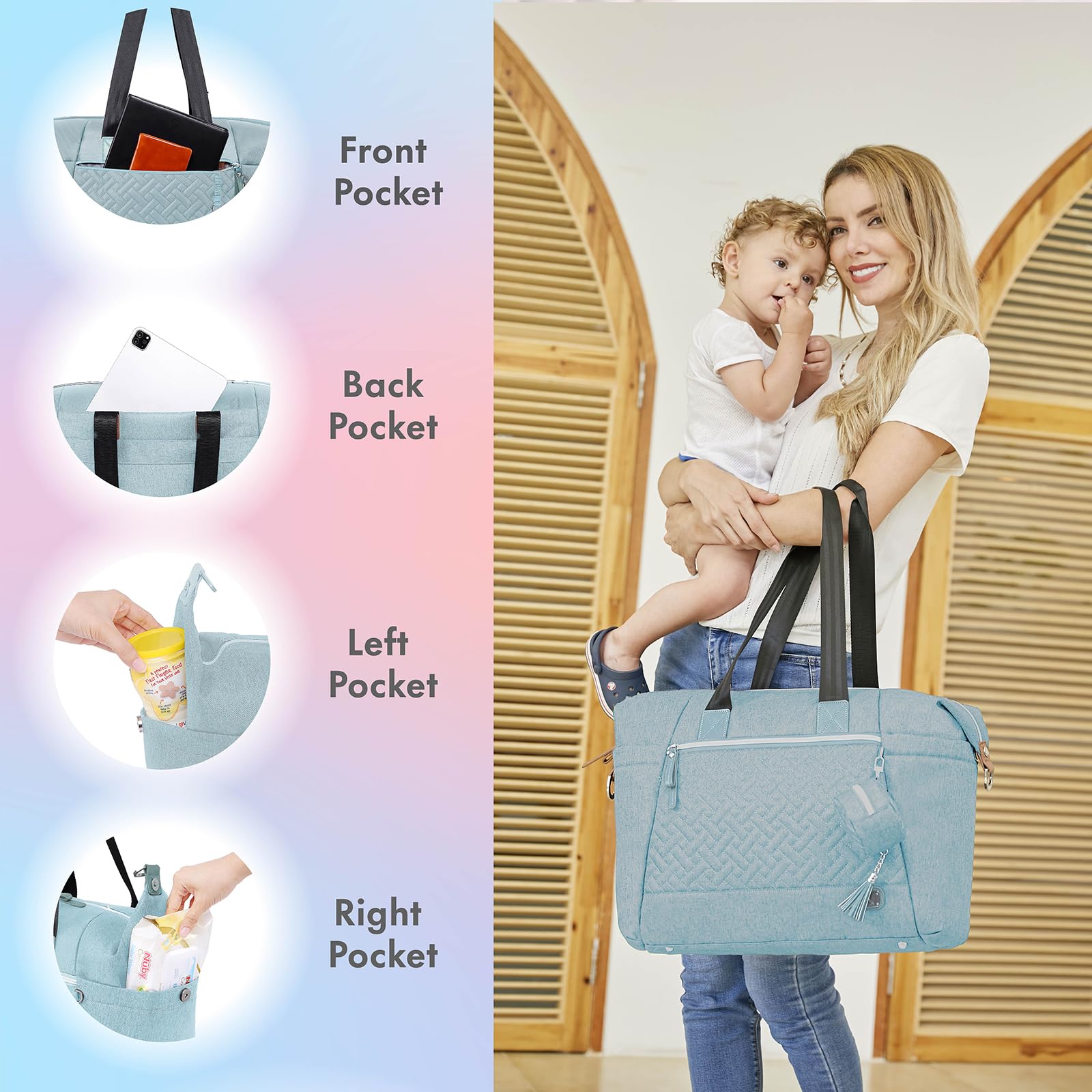 Dikaslon diaper bag tote changing pad offers clean quick diaper changes