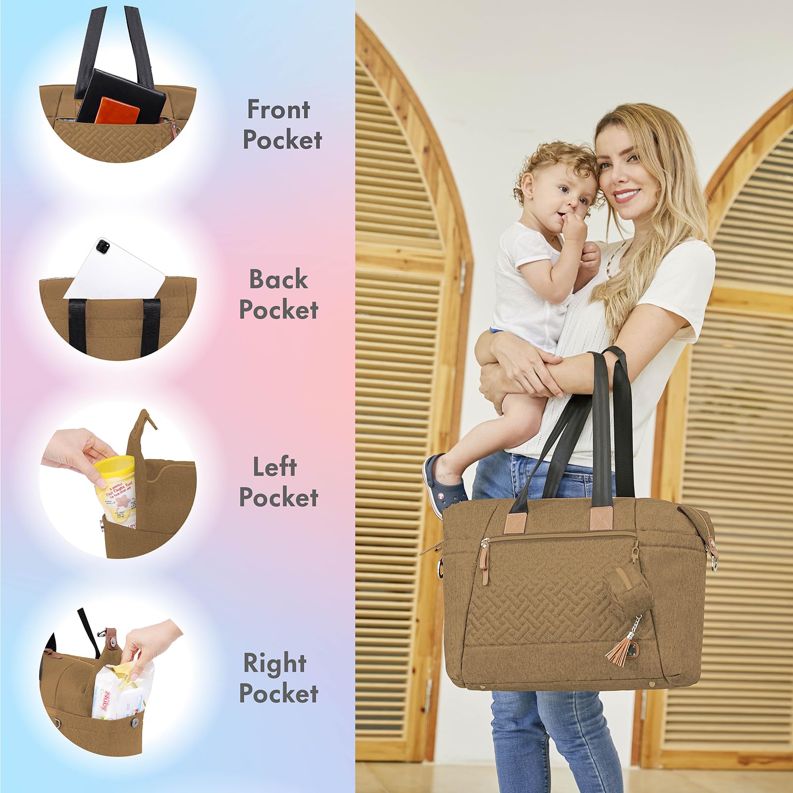 Dikaslon diaper bag tote changing pad for on-the-go changes
