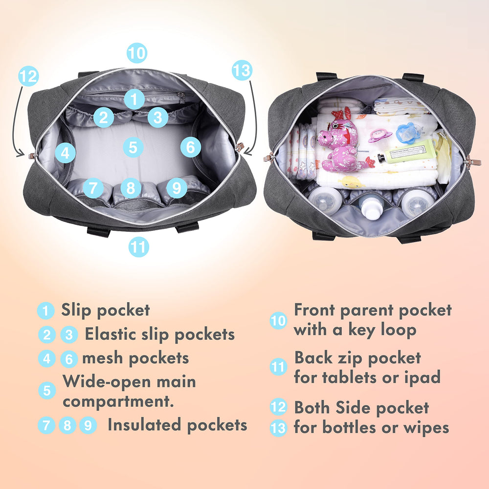 Dikaslon diaper bag tote portable changing pad provides comfortable diaper changes