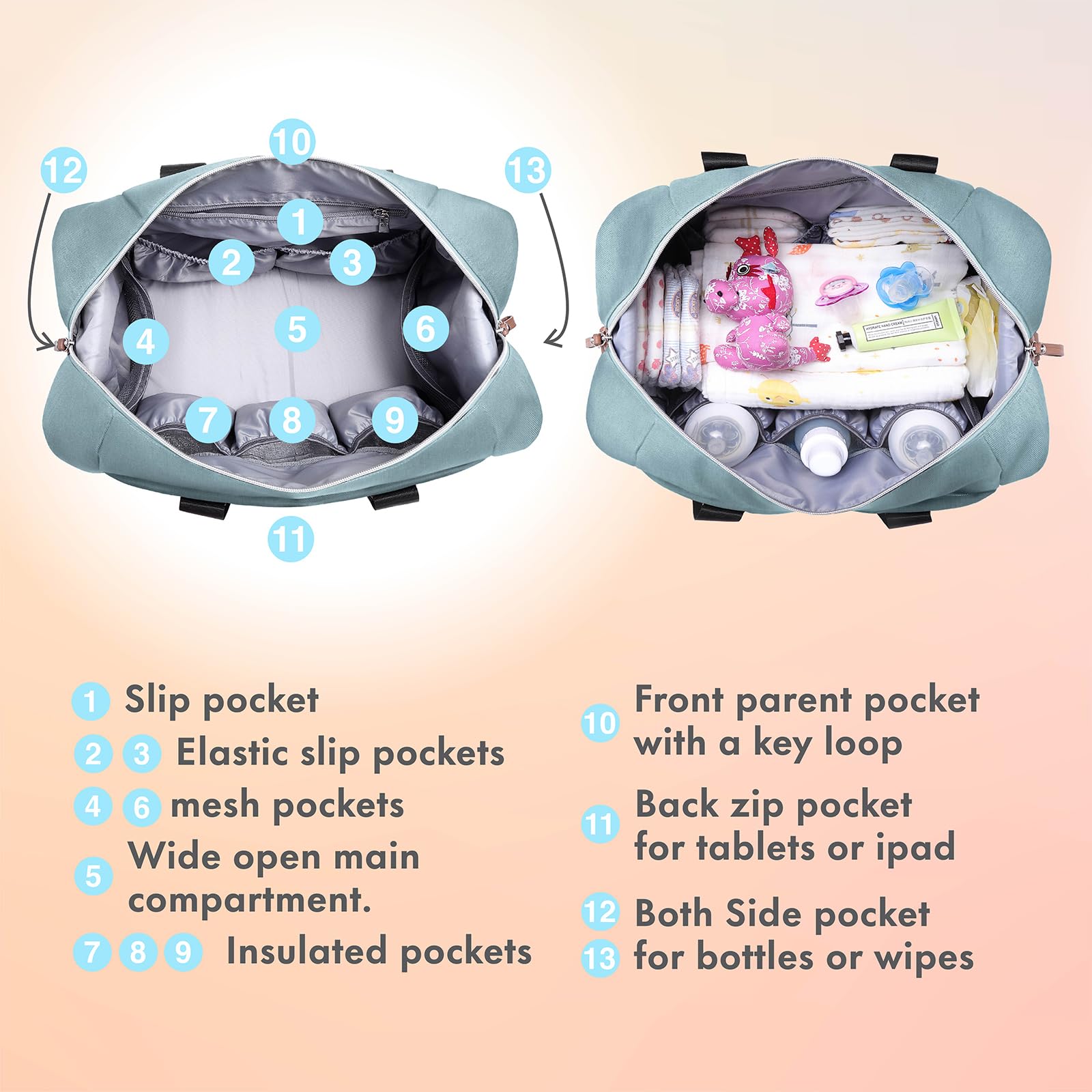 Dikaslon diaper bag tote insulated pouches keep bottles at temperature