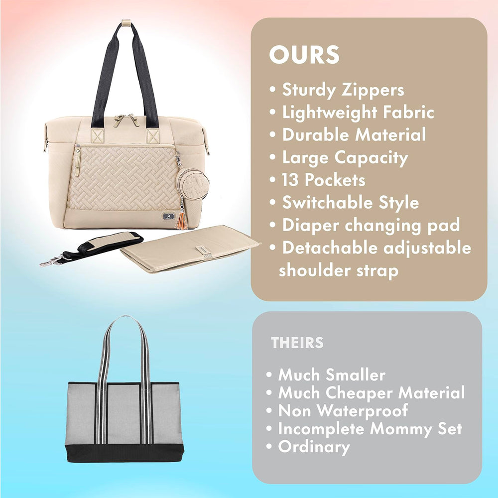 Dikaslon diaper bag tote luggage sleeve for secure travel over carry-on handles.