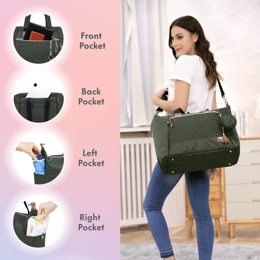 Dikaslon diaper bag tote olive green portable changing pad included for quick diaper changes