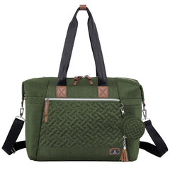 Dikaslon diaper bag tote olive green front view showing organized pockets for quick access