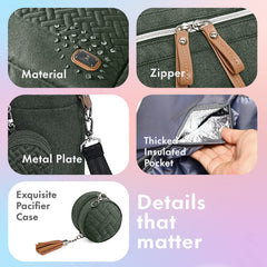Dikaslon diaper bag tote olive green interior organization highlights multiple compartments for gear