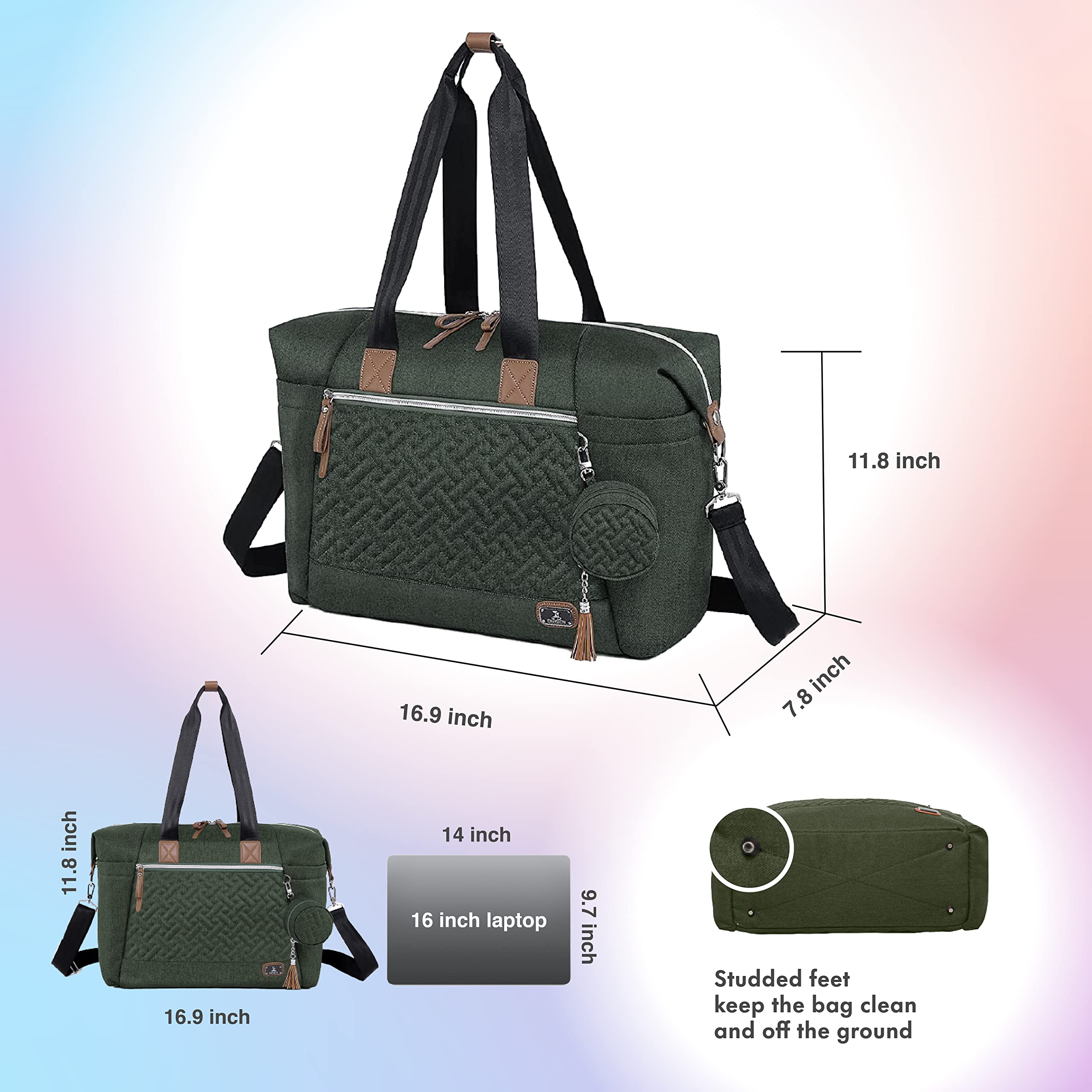 Dikaslon diaper bag tote olive green luggage sleeve for easy airport travel