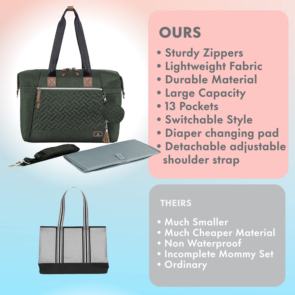 Dikaslon diaper bag tote olive green sturdy feet keep bag clean