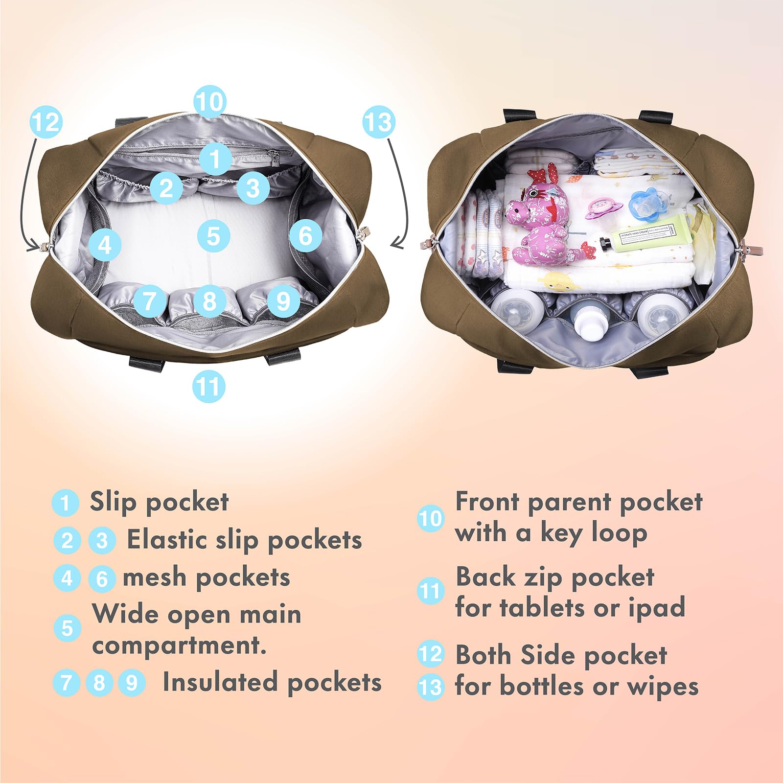 Dikaslon diaper bag tote pacifier case keeps pacifiers accessible