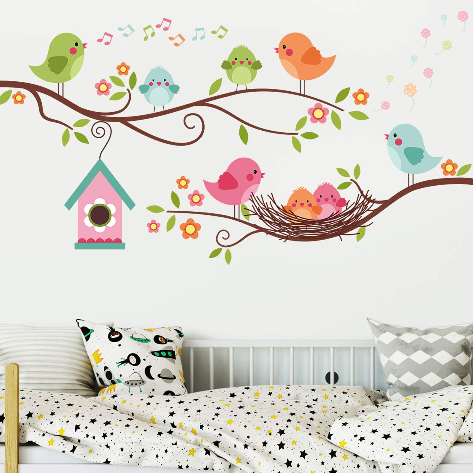 DILIBRA flowers and leaves wall mural adds whimsy and color to bedrooms