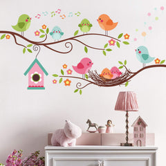 DILIBRA robin bird on branch wall sticker for playful room decor with easy removal