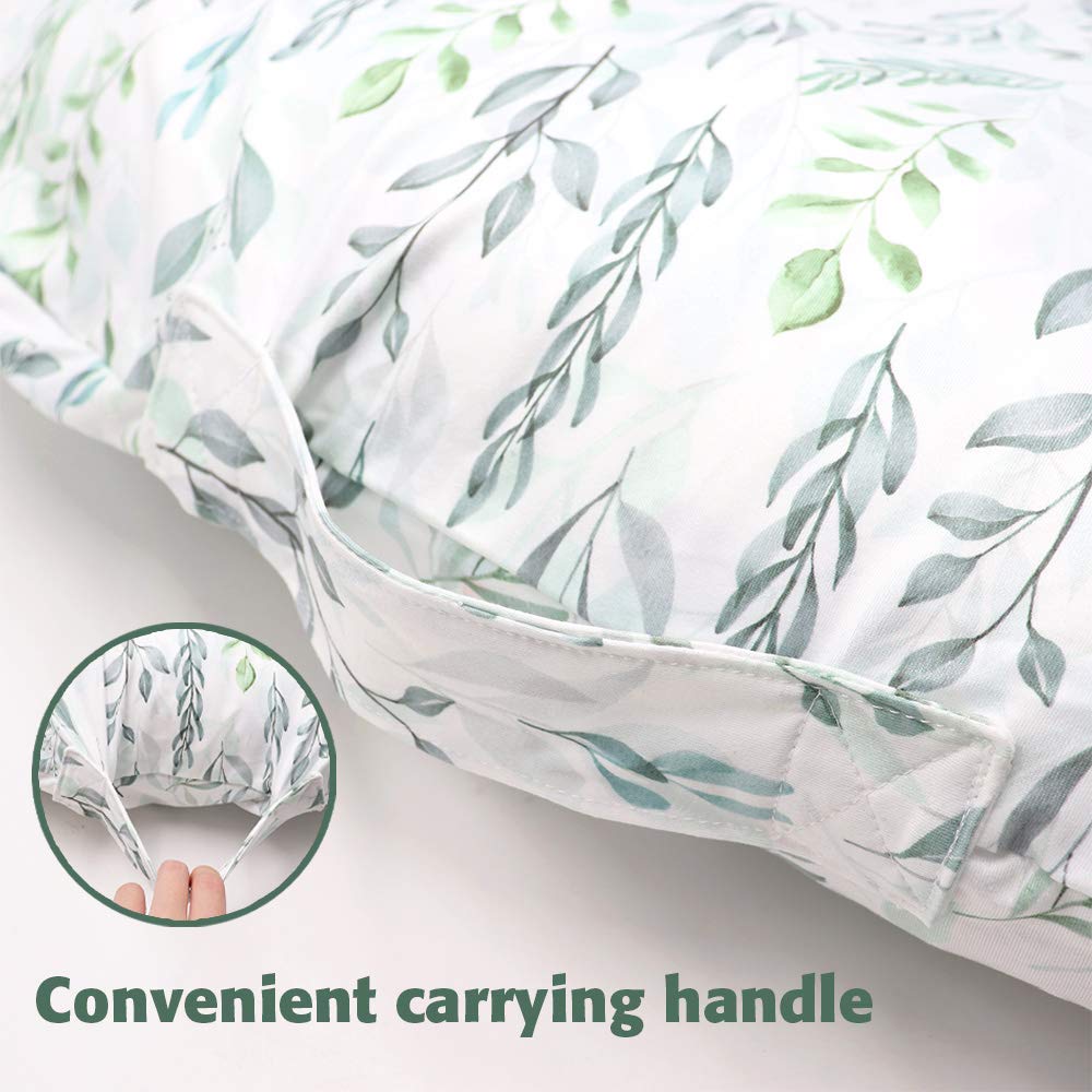 DILIMI newborn lounger cover green leaf with zipper-open design for quick cleanups