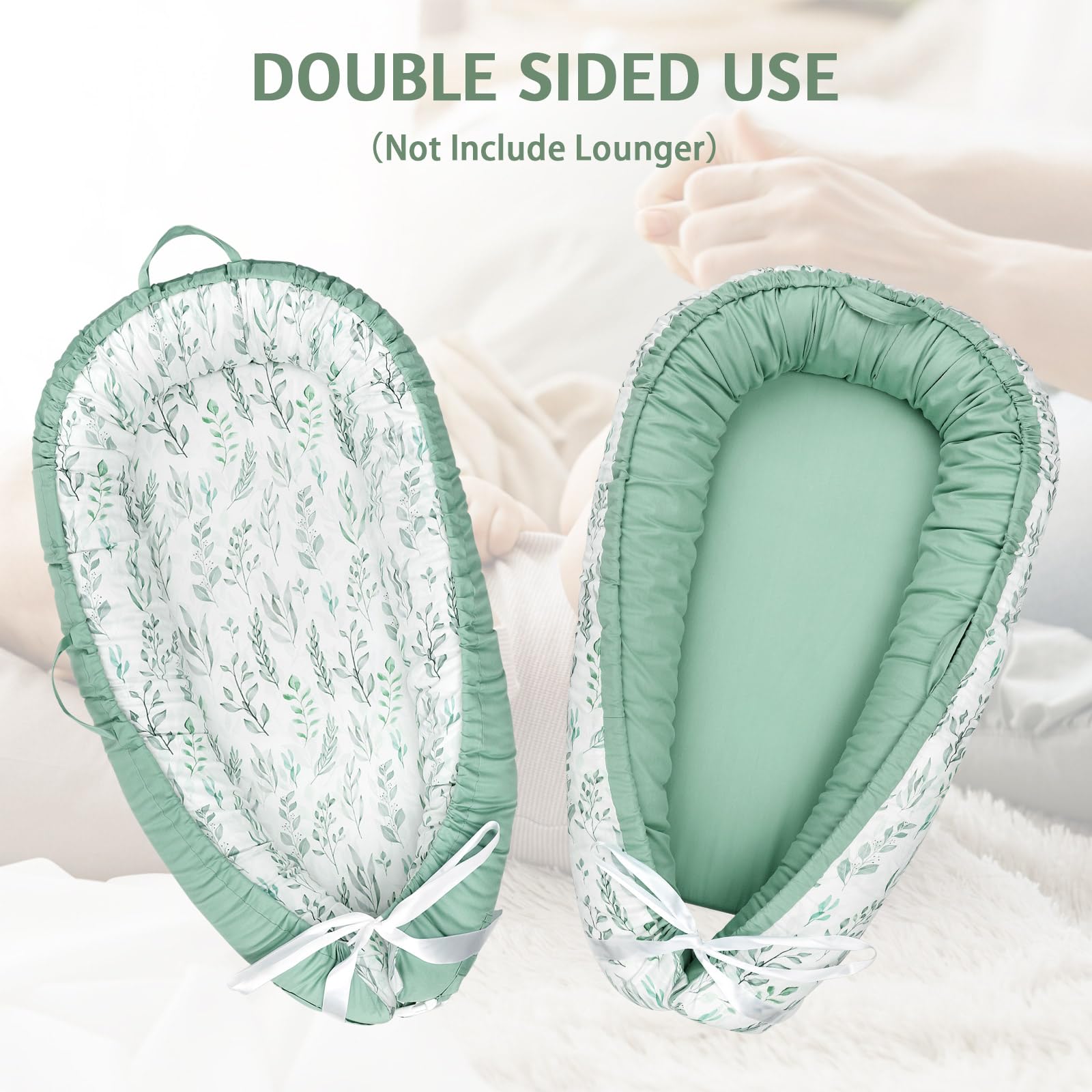 DILIMI adjustable-fit cover demonstrates size compatibility with most baby nests.