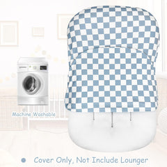 DILIMI blue lounger cover closeup of soft polyester fabric for newborn comfort.
