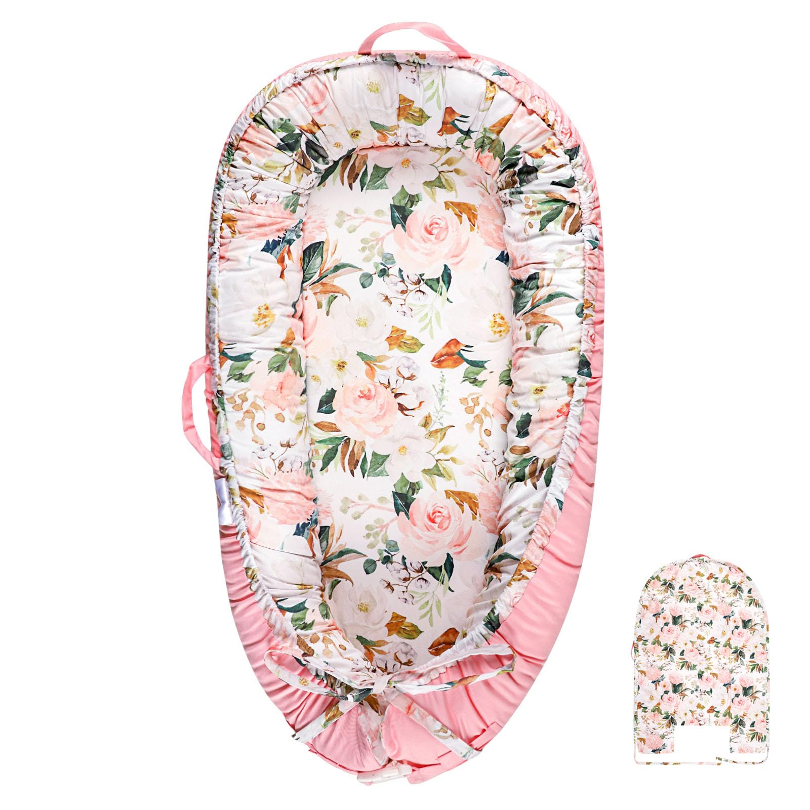 DILIMI baby lounger cover fabric close-up, soft cotton for baby's skin.