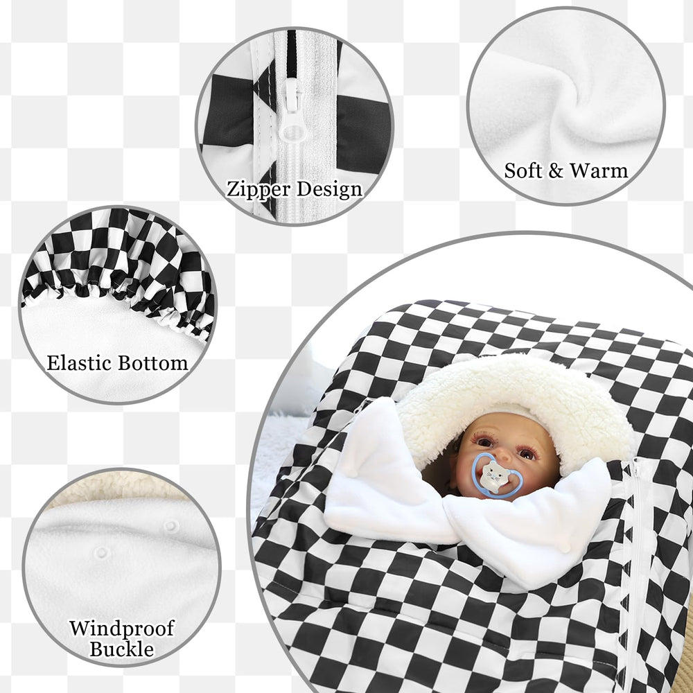 DILIMI car seat cover in black checkered pattern offers stylish protection.