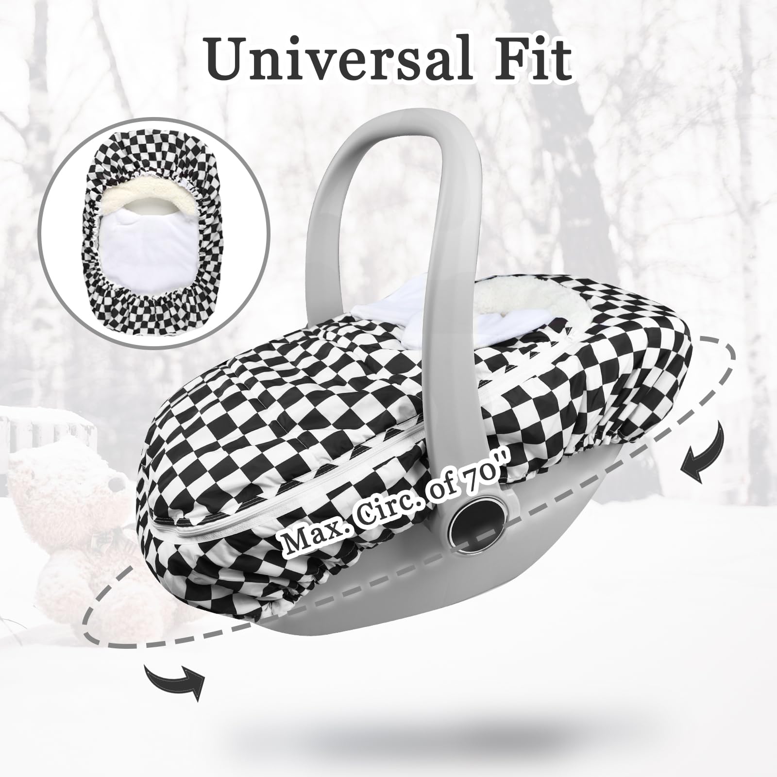 DILIMI car seat cover features easy-access zipper for quick checks.