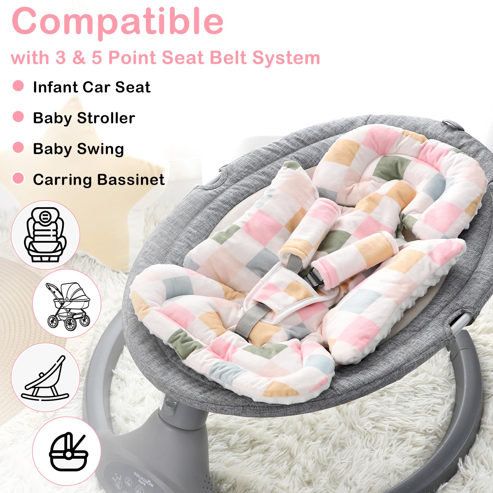 DILIMI head support with minky dots provides soft, breathable cushion for newborns