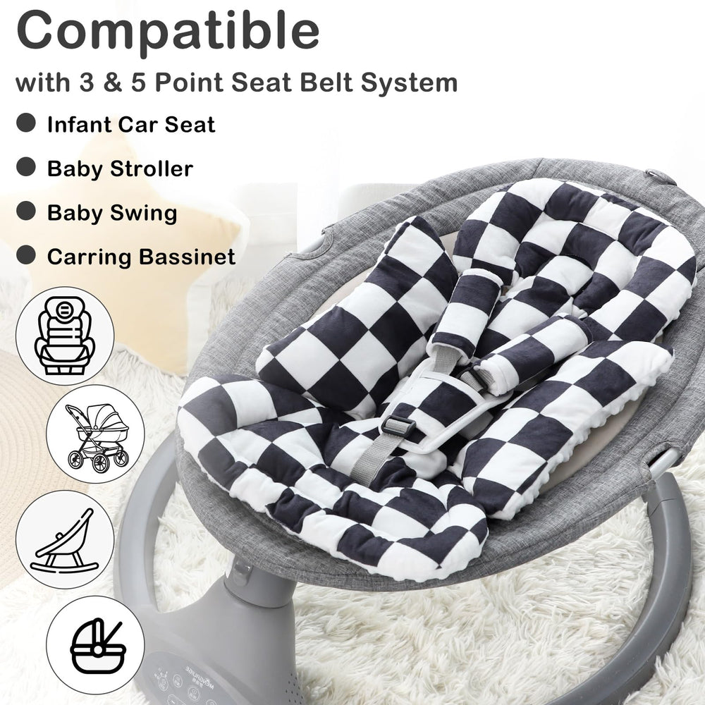 DILIMI infant car seat insert full body support cushions arms and back for all-day comfort.
