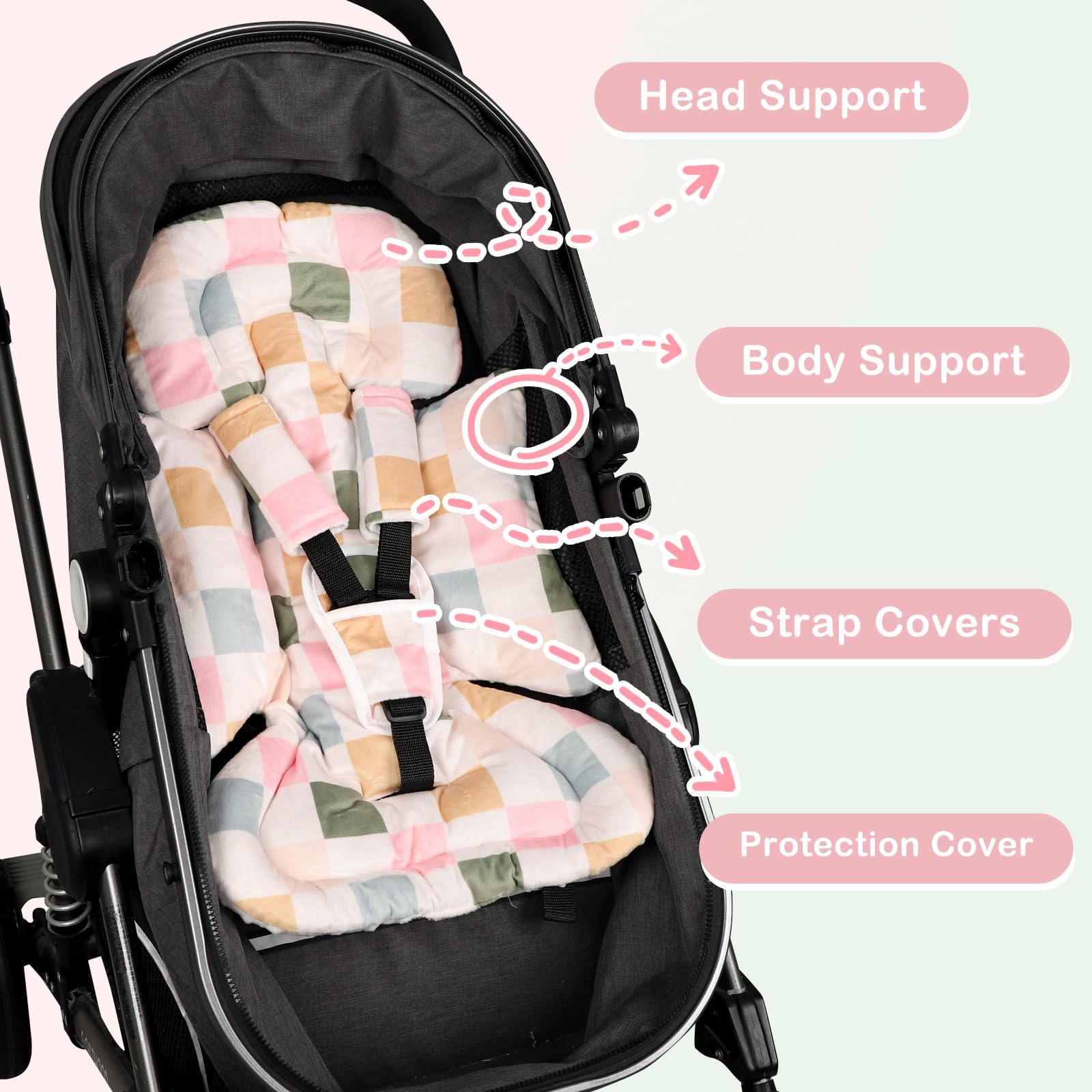 DILIMI package includes infant insert, strap covers, and buckle cover for quick setup