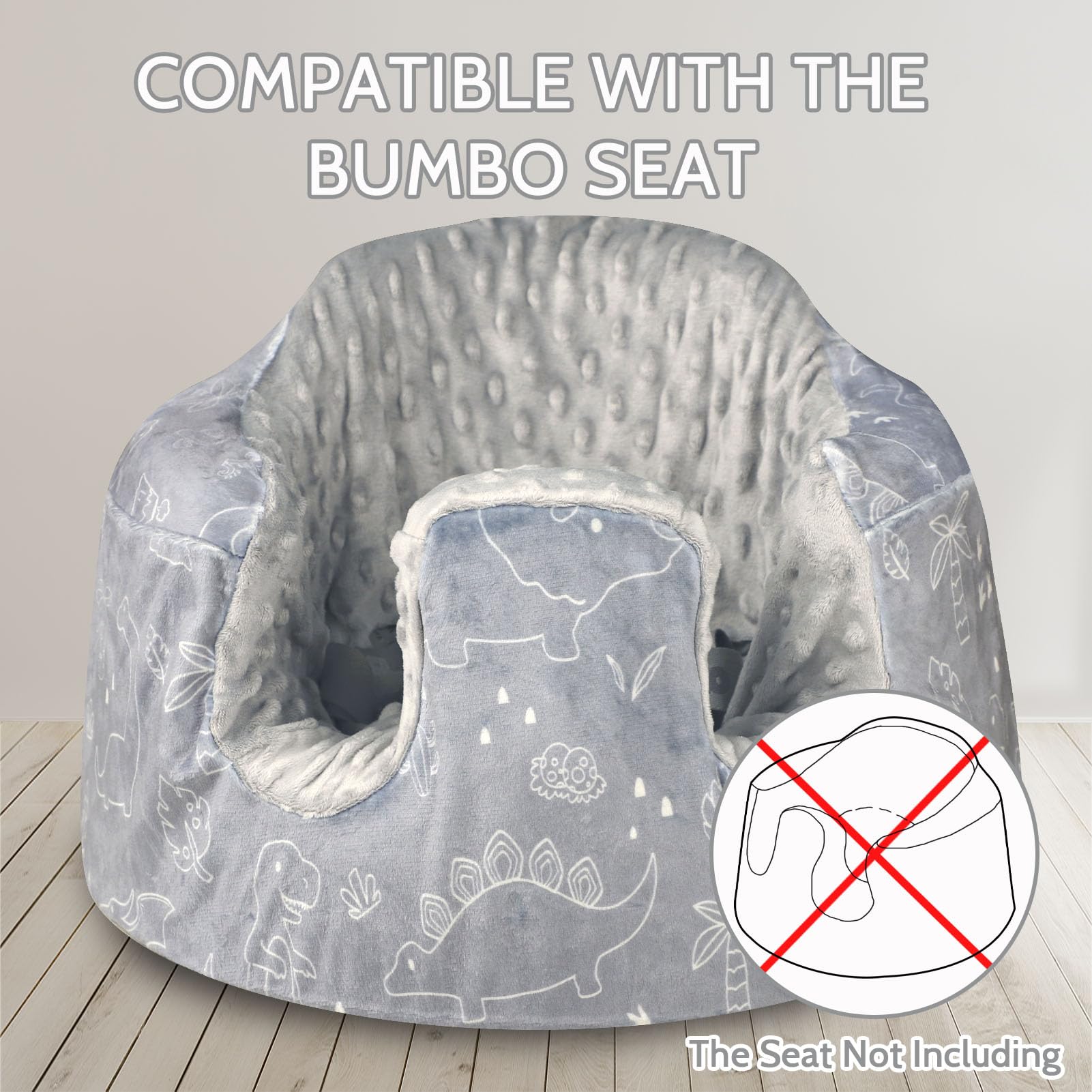 DILIMI Minky seat cover harness slots show easy installation for parents.