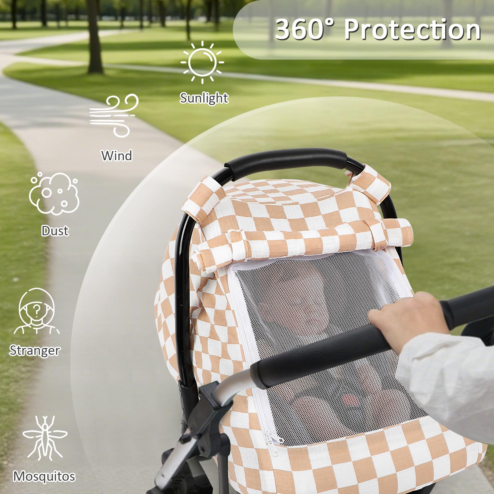 DILIMI muslin cotton car seat cover is breathable and lightweight for comfort
