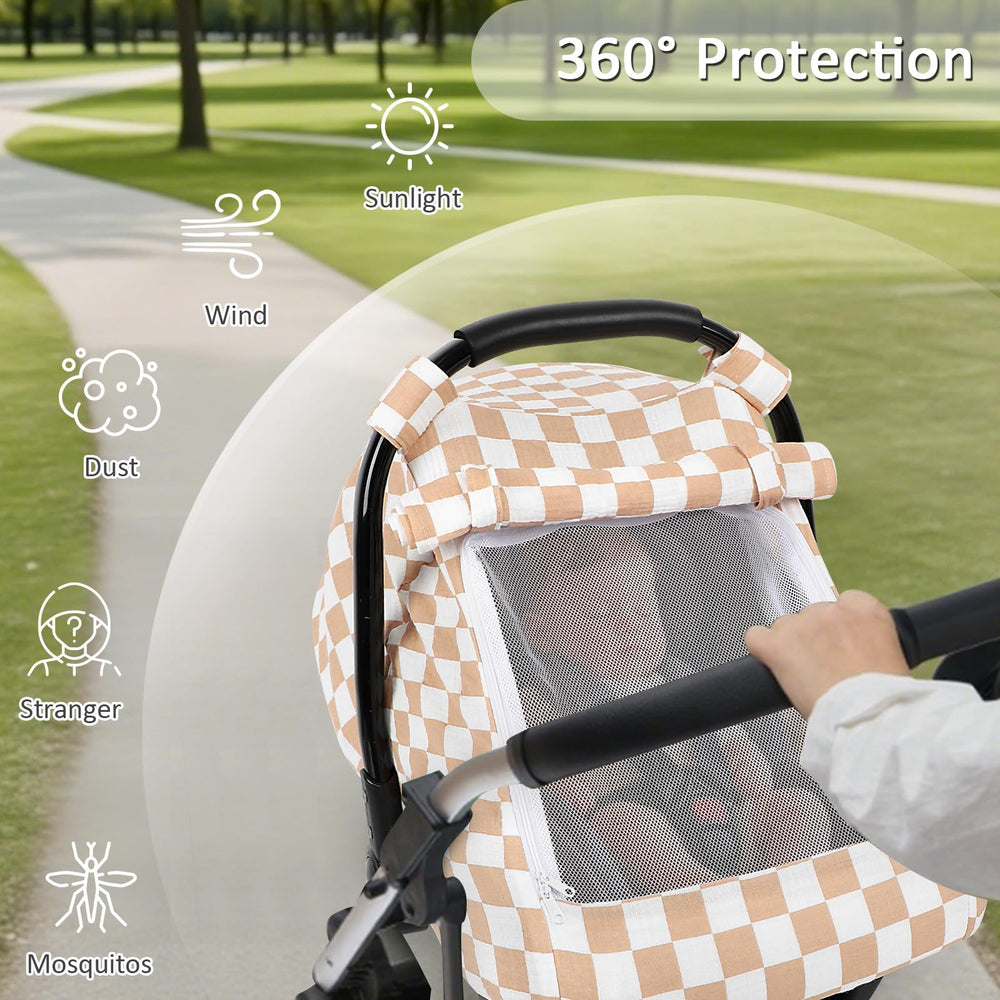 DILIMI muslin cotton car seat cover is breathable and lightweight for comfort