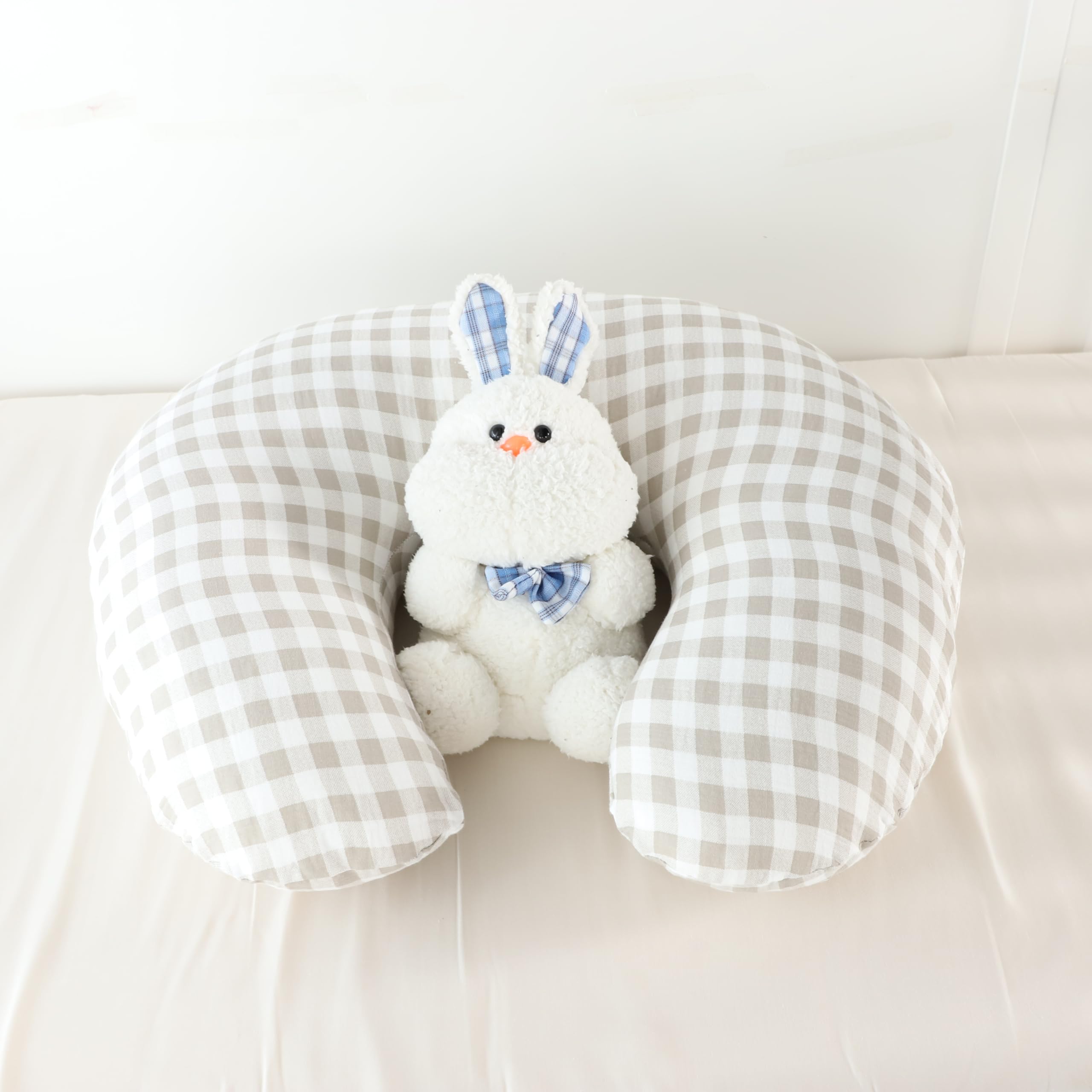 DILIMI beige-checkered pillow cover in packaging for gift-ready presentation
