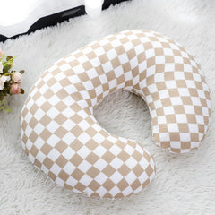DILIMI muslin nursing pillow cover in brown checkered pattern is easy to wash and stays soft