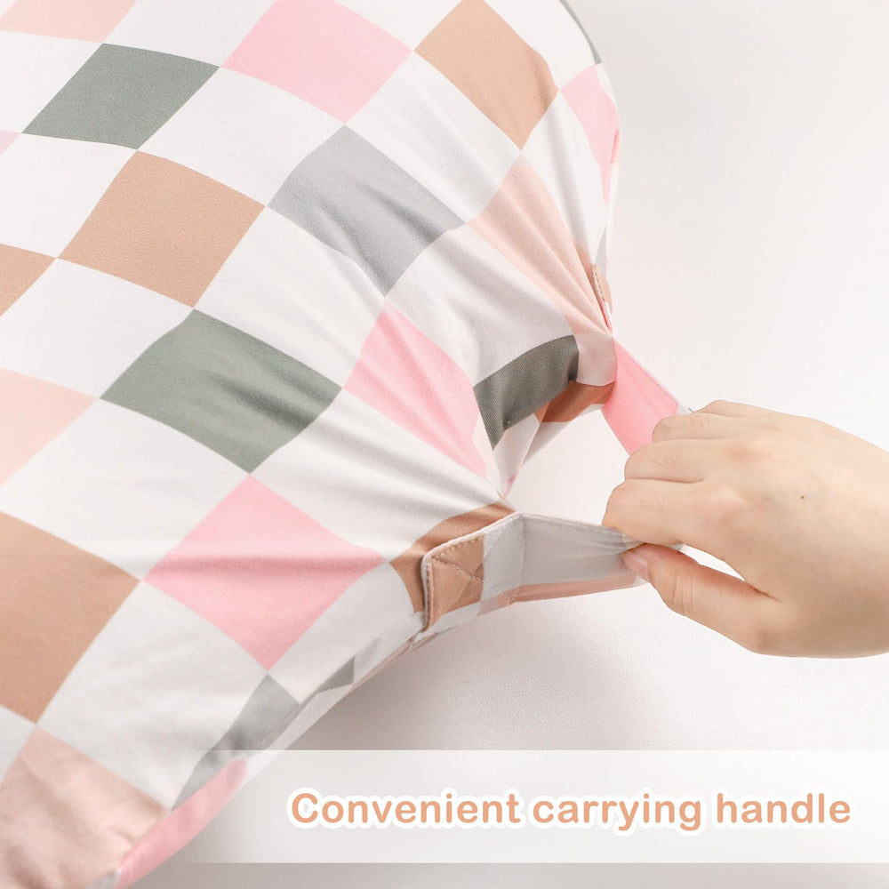 DILIMI Newborn Lounger Cover features a colorful checkered pattern to brighten the nursery.