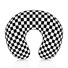DILIMI nursing pillow cover in black checkerboard front view for stylish nursery decor.