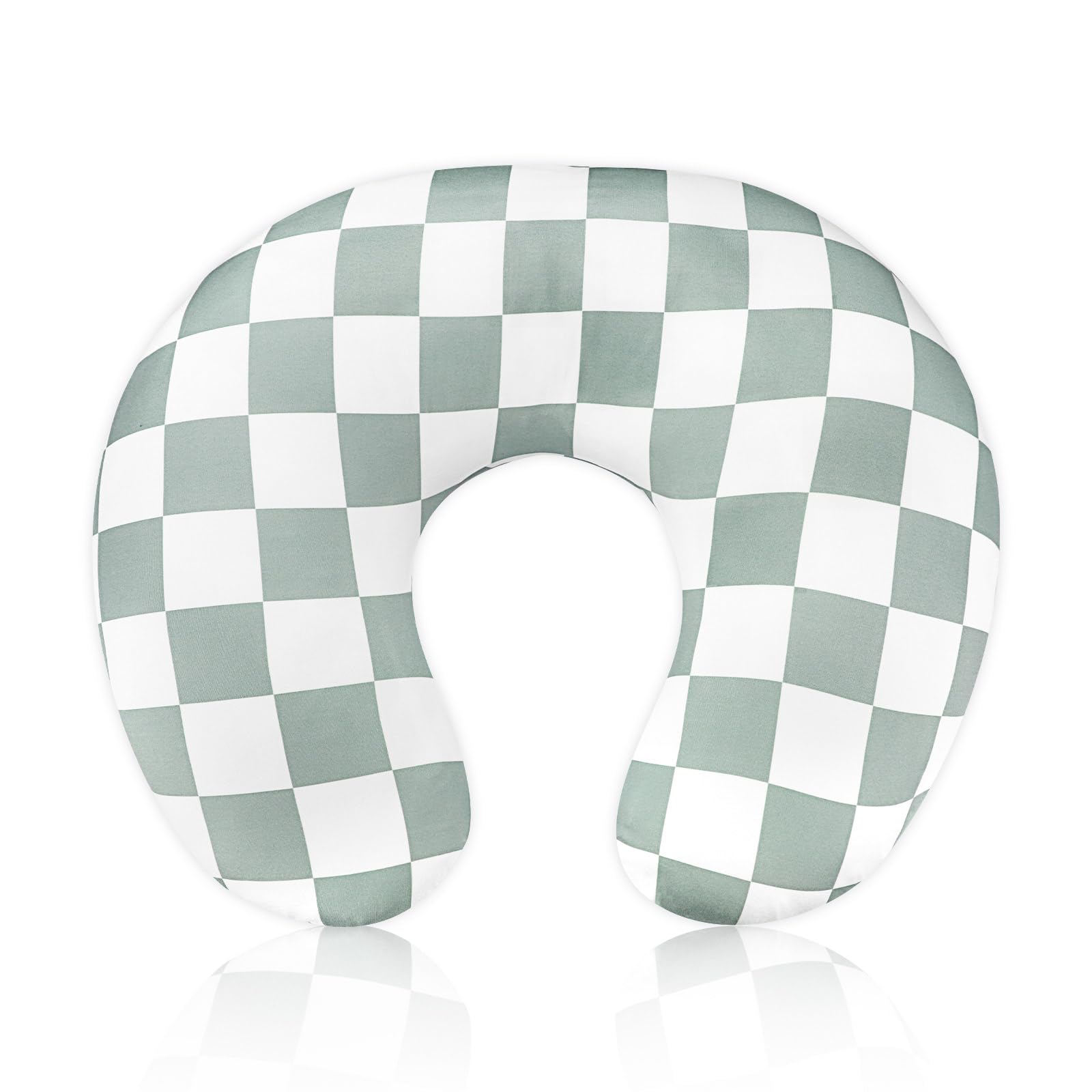 DILIMI nursing pillow cover checkerboard front view—soft, breathable fabric for baby comfort.