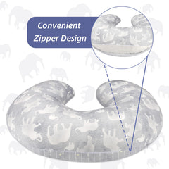 DILIMI nursing pillow cover grey elephant pattern adds modern decor.