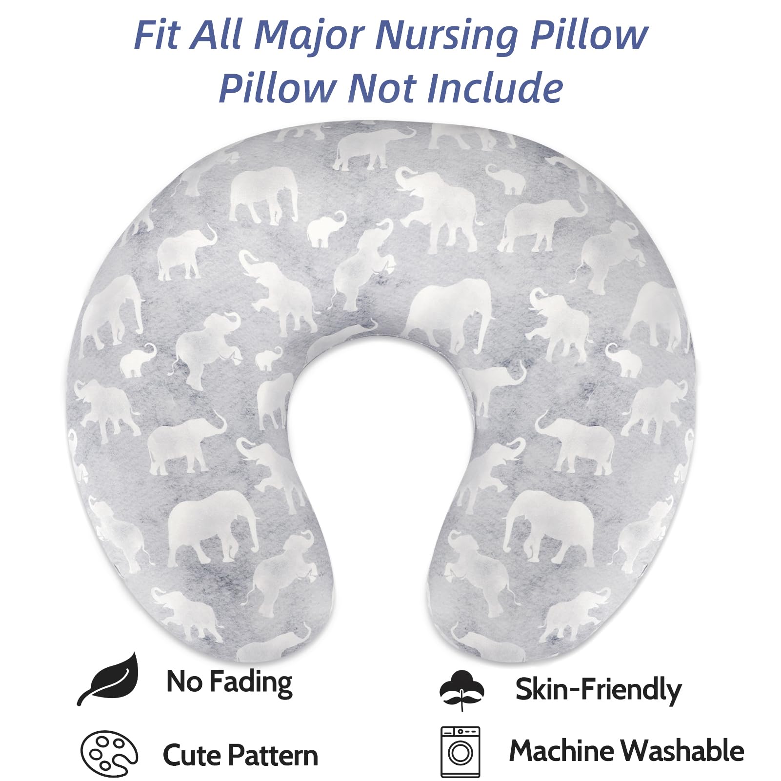DILIMI nursing pillow cover invisible zipper detail for baby-safe use.