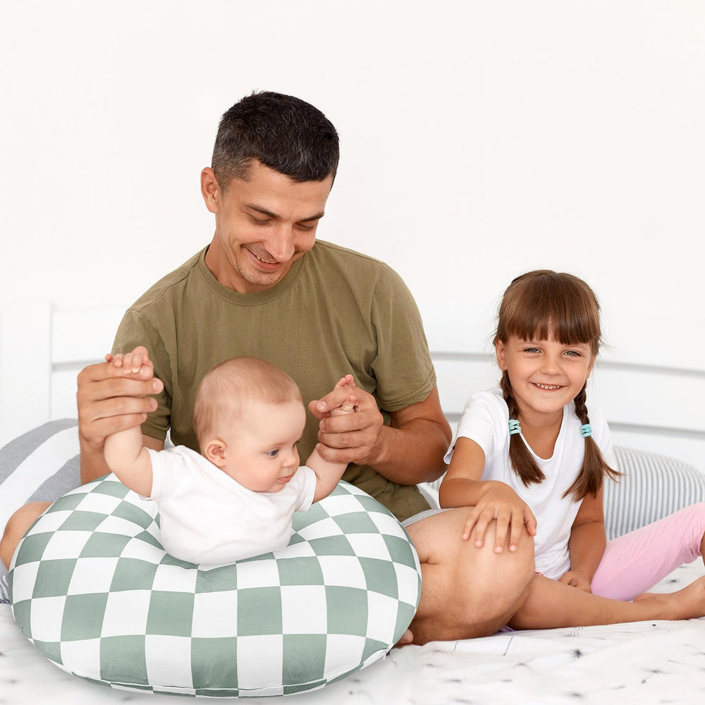 DILIMI nursing pillow cover nursery decor—checkerboard pattern adds modern style.