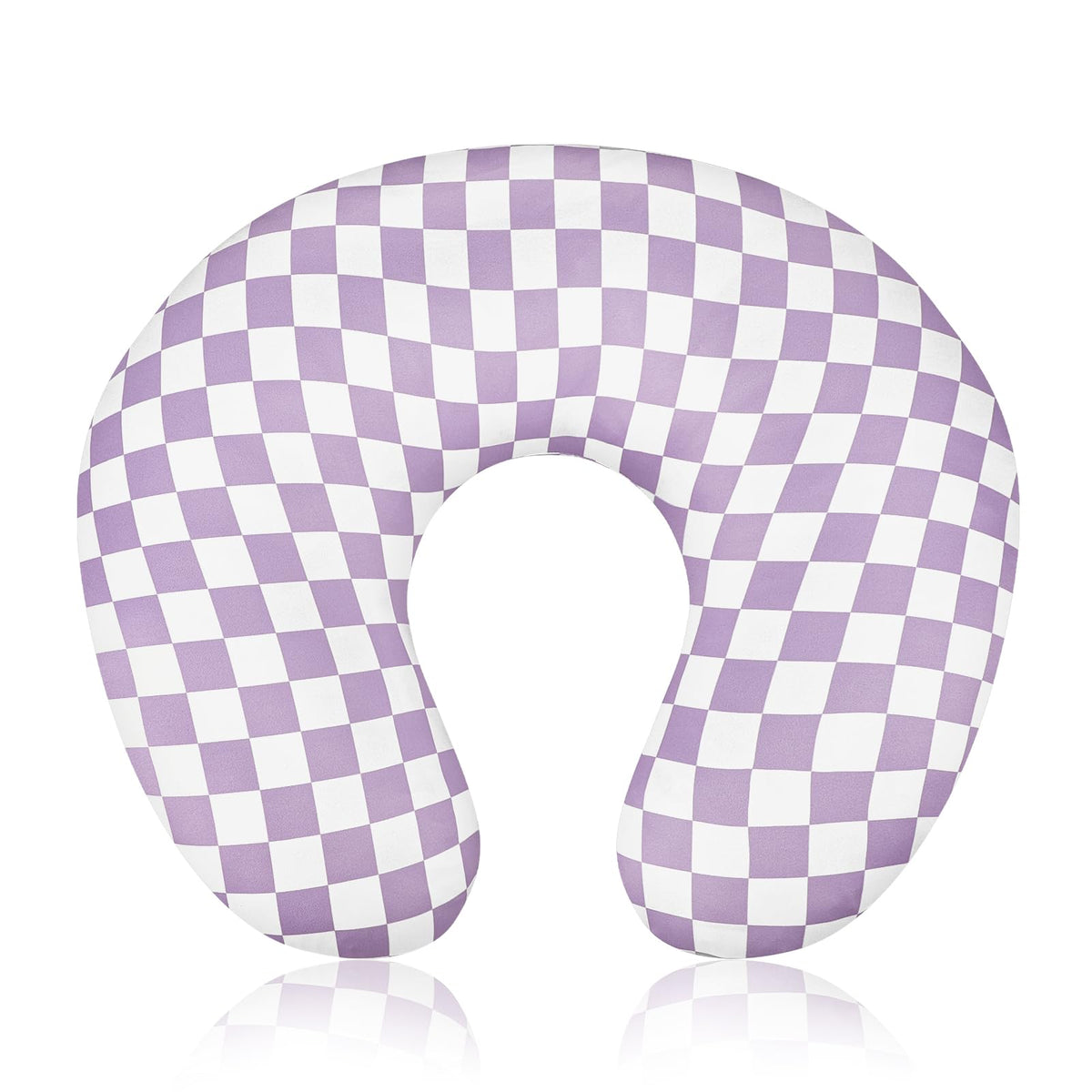 DILIMI nursing pillow cover purple checkered close-up showing soft breathable fabric.