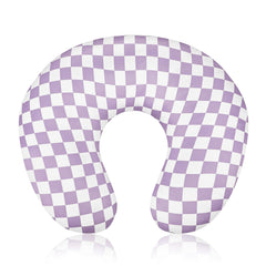 DILIMI nursing pillow cover purple checkered close-up showing soft breathable fabric.
