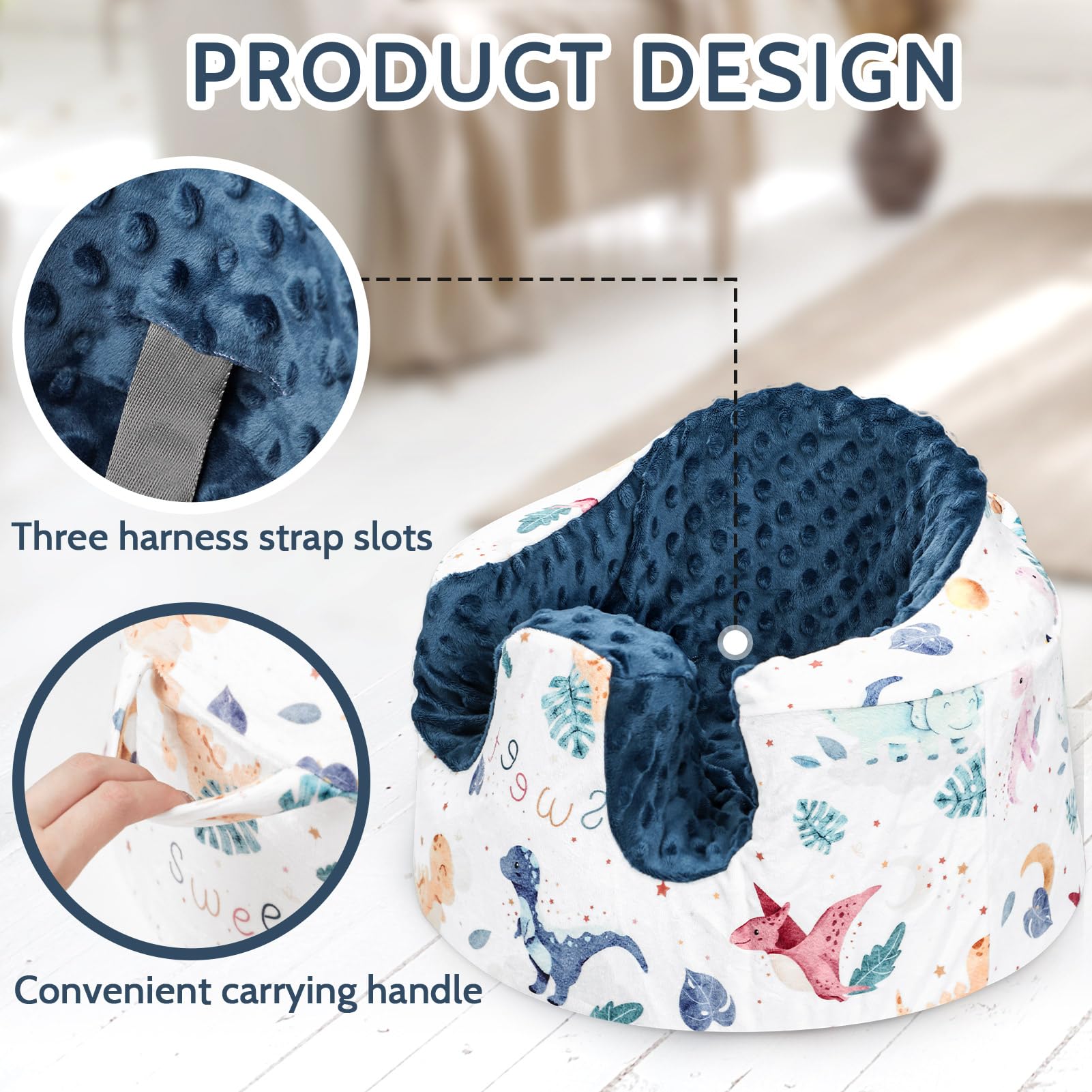 DILIMI seat cover three-harness-slots enables quick, secure installation.