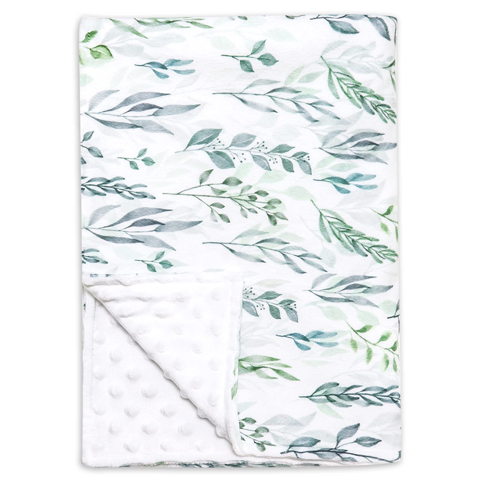 DILIMI soft warm baby blanket with green leaf pattern for cozy crib warmth.