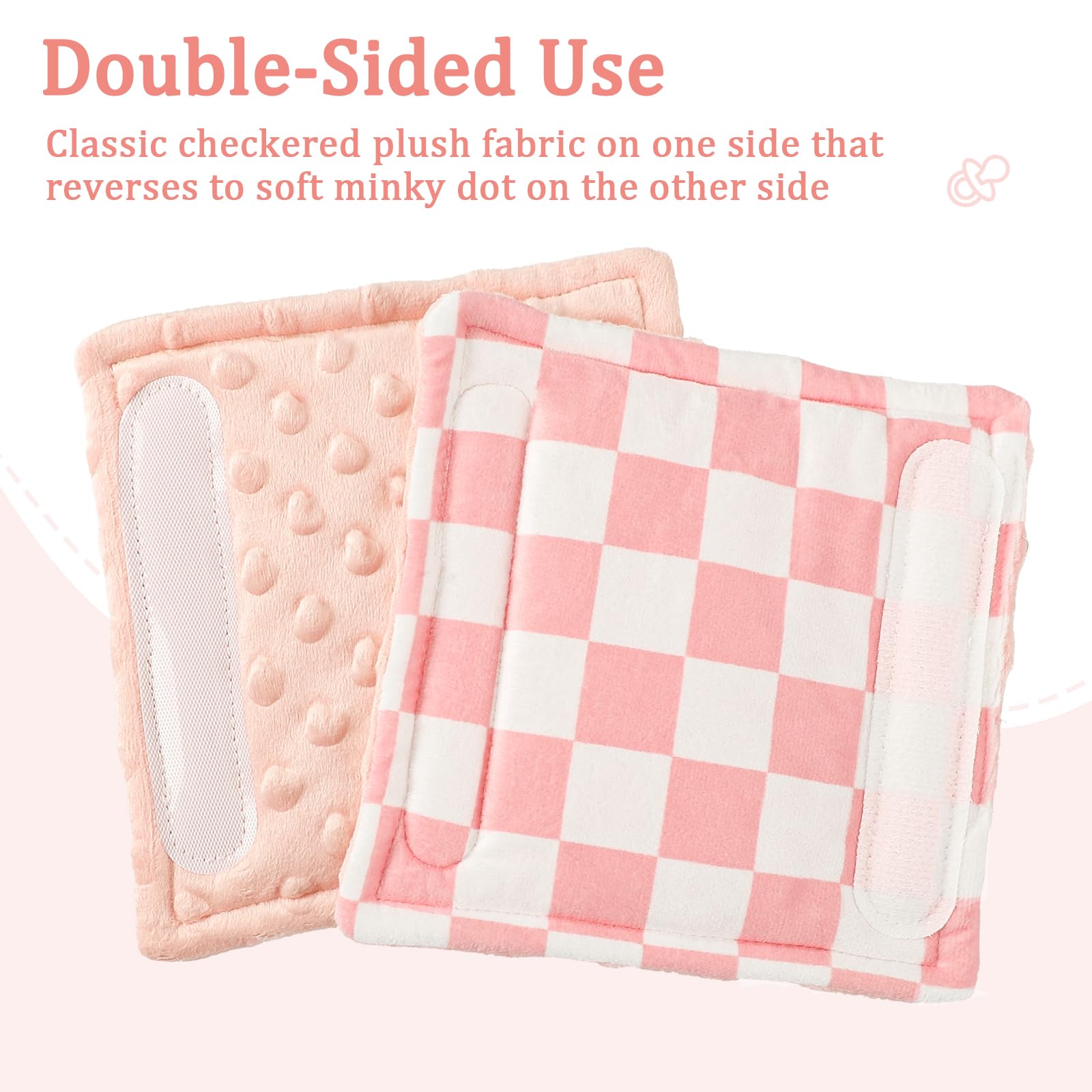 DILIMI pink checkered stroller strap cover shown on a stroller for universal use.