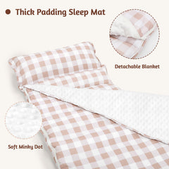 DILIMI nap mat features removable pillow for simple setup and cleaning.