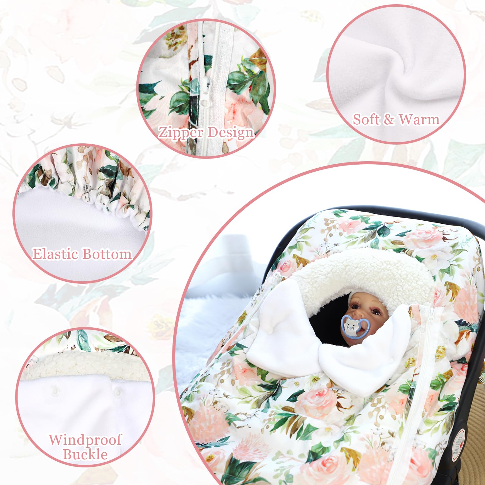 DILIMI warm plush lining closeup highlights soft warmth for newborn comfort.